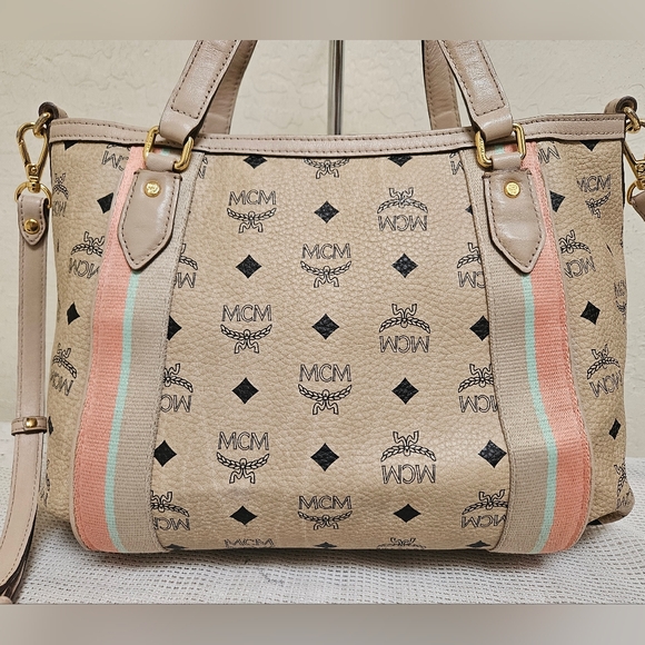 MCM Cream Handbag With Long Handle Satchel AUTHENTIC - Picture 6 of 16